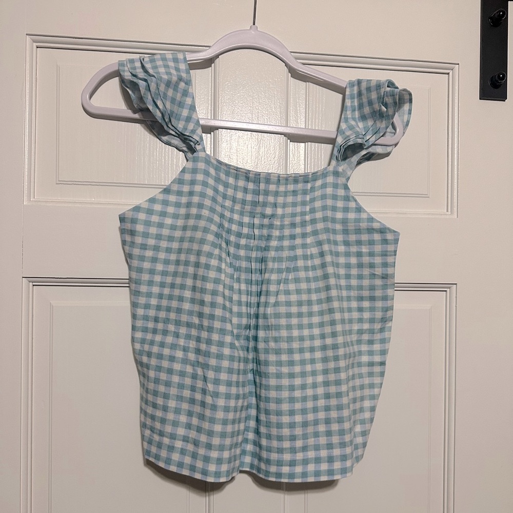 Ann Taylor gingham ruffle tank